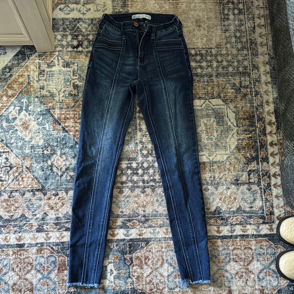 KanCan Blue Jeggings with Distressed Detailing